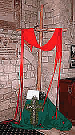 Picture, A Cross, drapped with Blood-red Ribbons